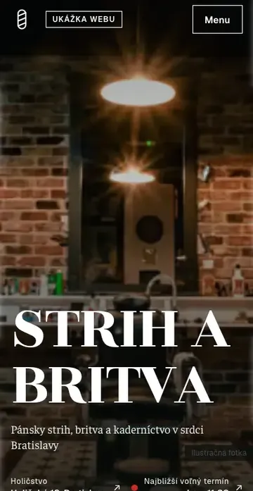 Strih a Britva. Barbershop und Friseur. Ansicht auf dem Handy.
