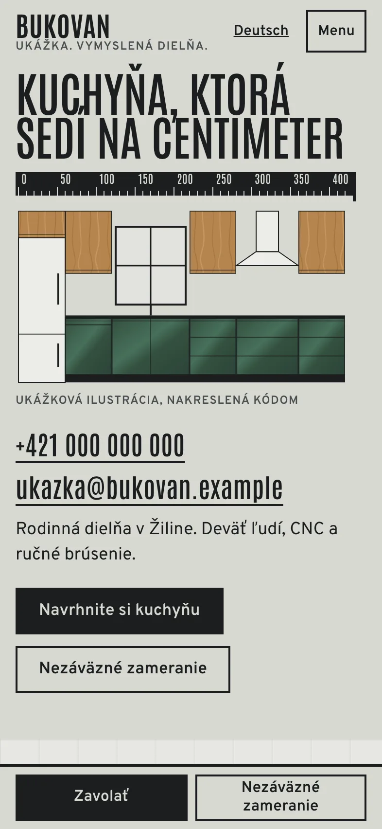 Dielňa Bukovan. Joinery and kitchens. The view on a phone.